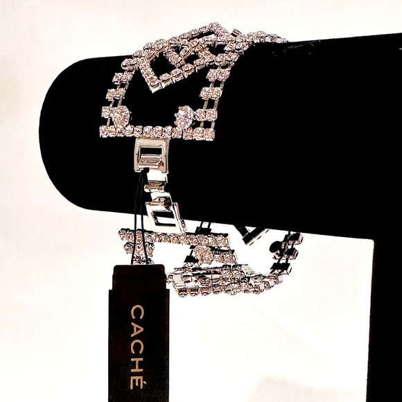 🌟 LAST ONE! 🌟 | CACHE Fancy Silver Wide CZ Delicate Party Bracelet | NWT $78 - Picture 9 of 16